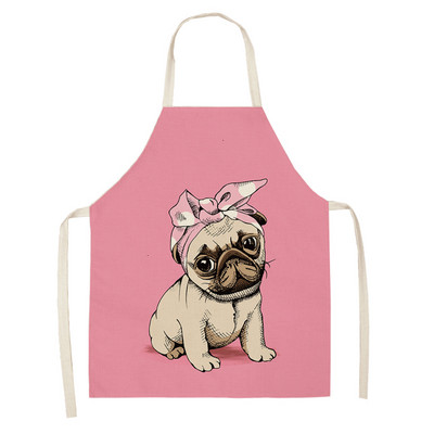 Cute Dog Pug Ποδιά Σπίτι Αμάνικη Ποδιά Κουζίνας Γυναικεία Μαγείρεμα Σπίτι Ποδιά ψησίματος μέσης Εργαλεία καθαρισμού σπιτιού