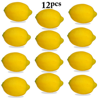 12Pcs/Set Artificial Fruits Plastic Simulation Fake Yellow Green Lemon For Wedding Home Garden Kitchen Festive Party Supplies