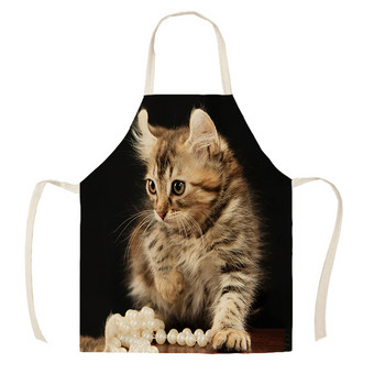 Cute Cat Print ποδιά κουζίνας Αμάνικη Ποδιά για ενήλικες Γυναικείες άντρες Καθαρισμός σπιτιού Αξεσουάρ ψησίματος Μαγειρικής Easy Clean Σαλιάρα