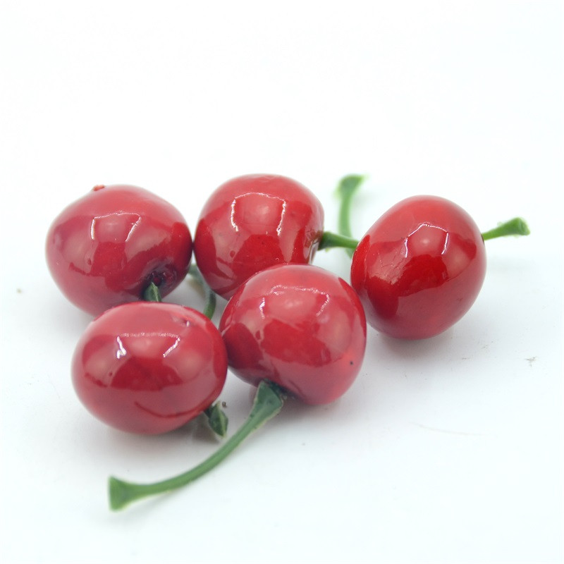 20 gab. Mākslīgie viltoti augļi un dārzeņi Putu sarkans ķirsis kāzu dekorēšanai Scrapbooking simulācija viltoti ziedi
