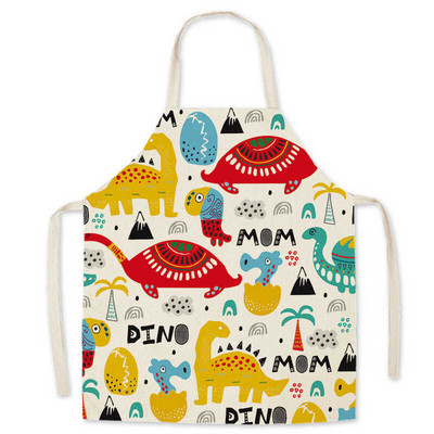 Multikas dinosaurusmustriline laste saastumisvastane põll Vanem-laps Kodumajapidamiste köök Toiduvalmistamine Täiskasvanud Varrukateta seljata põll