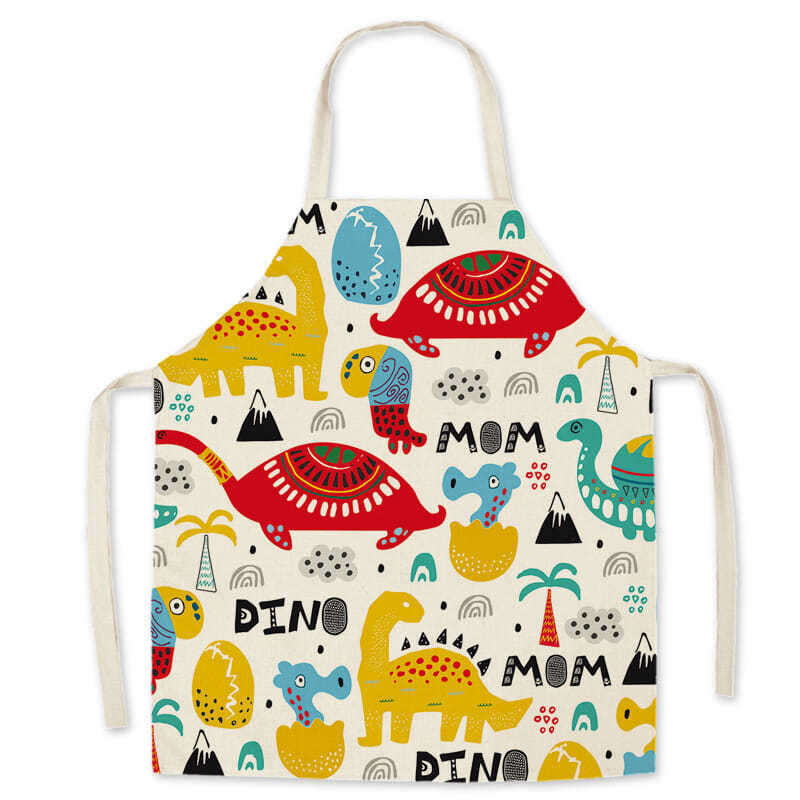 Multikas dinosaurusmustriline laste saastumisvastane põll Vanem-laps Kodumajapidamiste köök Toiduvalmistamine Täiskasvanud Varrukateta seljata põll