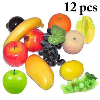 12-osaline partii pidulike tarvikute kunstkaunistusega puuviljad, mullid, minisimulatsioonid, puuviljad, õun, apelsin, sidrun, mudel, käsitöö