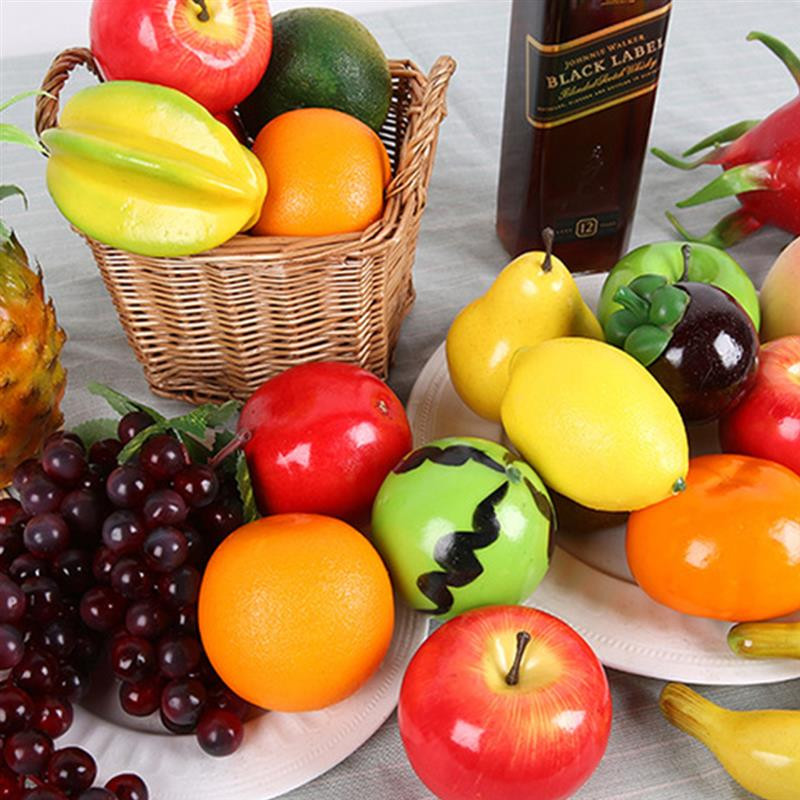 12-osaline partii pidulike tarvikute kunstkaunistusega puuviljad, mullid, minisimulatsioonid, puuviljad, õun, apelsin, sidrun, mudel, käsitöö