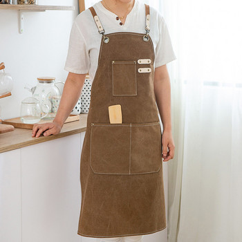 Μεγέθυνση Καμβά τσέπης Coffee Pinafore Cooking Baking Cleaning Working Bb Αδιάβροχη γυναικεία ανδρική ποδιά κουζίνας αδιάβροχη αδιάβροχη στο λάδι 46447