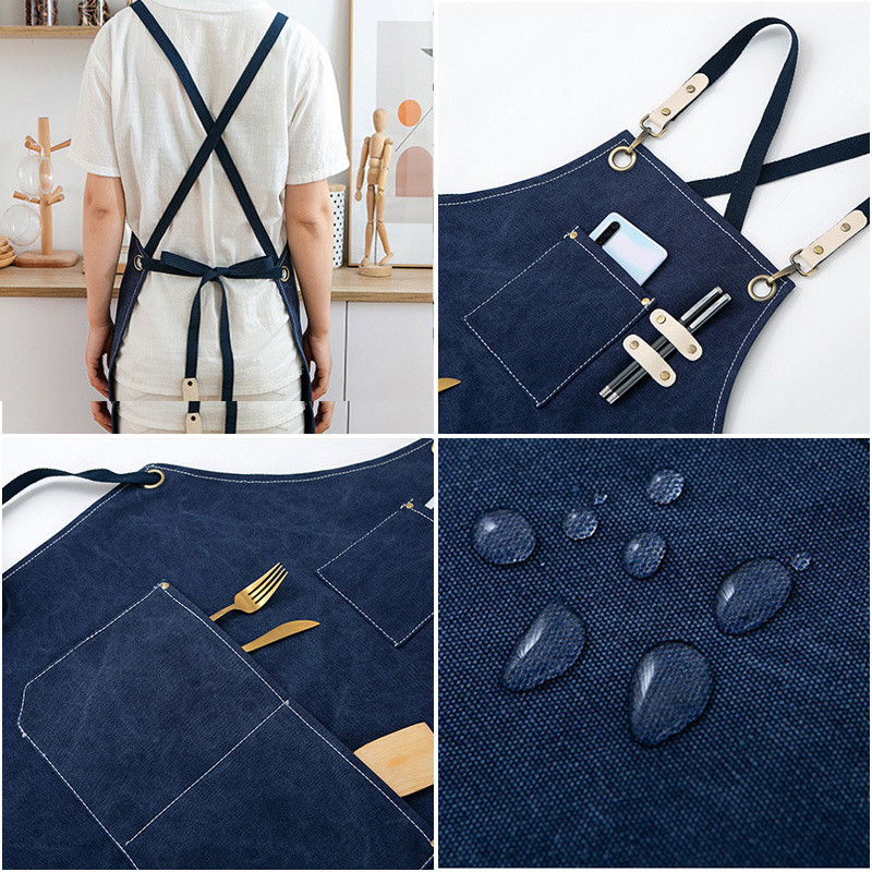 Padidinta kišeninė drobė Kava Pinafore Virimas Kepimas Valymas Darbinis Seilinukas Atsparus Vandeniui Neperšlampamas Moterims Vyrams Virtuvinė prijuostė 46447