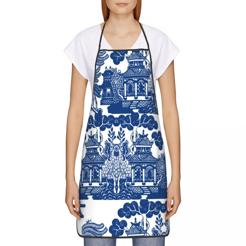 Μπλε ιτιά Chinoiserie Μπλε και άσπρη ποδιά πορσελάνης έμπνευση Ανδρικά Γυναικεία Κουζίνα Σεφ Σαλιάρα Tablier Κουζίνα Μαγειρική Ψήσιμο
