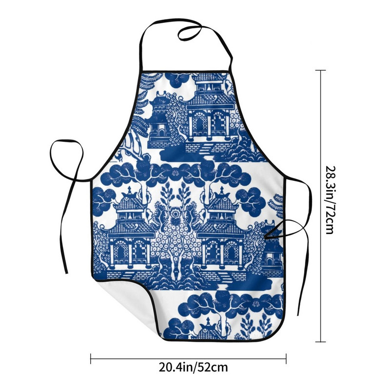 Μπλε ιτιά Chinoiserie Μπλε και άσπρη ποδιά πορσελάνης έμπνευση Ανδρικά Γυναικεία Κουζίνα Σεφ Σαλιάρα Tablier Κουζίνα Μαγειρική Ψήσιμο