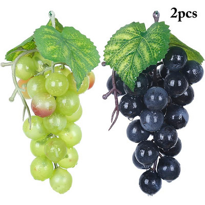 2 Bunches Artificial Realistic Grape Decoration Creative 24 Grains Lifelike Fake Grape Photography Prop Artificial Fruit Decor