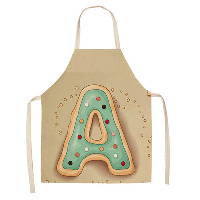 1 τεμ. Επιστολή εκτύπωσης ποδιά κουζίνας Αμάνικη Βαμβακερή λινή Παιδική ποδιά για γυναίκες που μαγειρεύουν Ψήσιμο Bbq Εργαλεία καθαρισμού σπιτιού Delantal