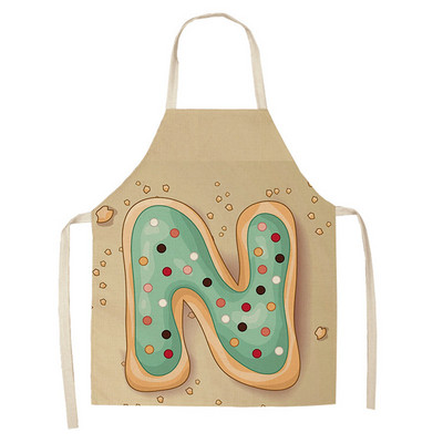 1 τεμ. Επιστολή εκτύπωσης ποδιά κουζίνας Αμάνικη Βαμβακερή λινή Παιδική ποδιά για γυναίκες που μαγειρεύουν Ψήσιμο Bbq Εργαλεία καθαρισμού σπιτιού Delantal