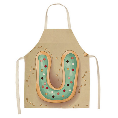 1 τεμ. Επιστολή εκτύπωσης ποδιά κουζίνας Αμάνικη Βαμβακερή λινή Παιδική ποδιά για γυναίκες που μαγειρεύουν Ψήσιμο Bbq Εργαλεία καθαρισμού σπιτιού Delantal