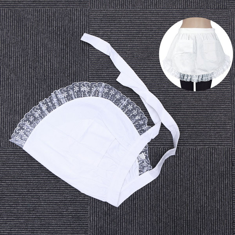 1 tk puuvillane vööpõll pits lühike põll kodune teenija ettekandja kohvik teenindaja ettekandja põll kokk poolpikk põll personaliriided