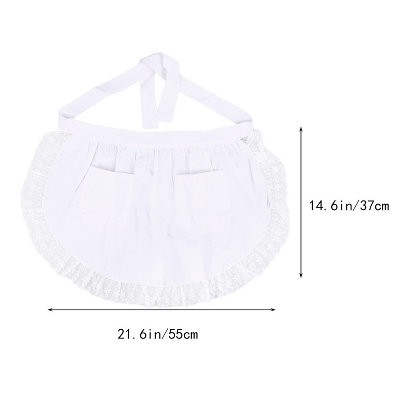 1 tk puuvillane vööpõll pits lühike põll kodune teenija ettekandja kohvik teenindaja ettekandja põll kokk poolpikk põll personaliriided