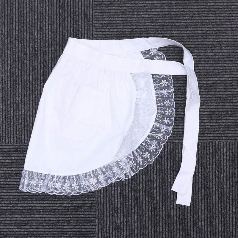 1 tk puuvillane vööpõll pits lühike põll kodune teenija ettekandja kohvik teenindaja ettekandja põll kokk poolpikk põll personaliriided