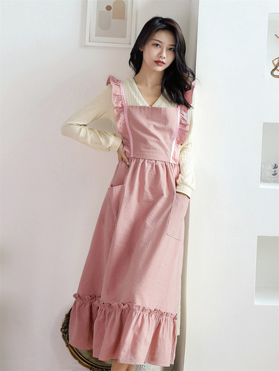 Moteriška virtuvės prijuostė vandeniui atspari medvilninė rožinė prijuostė pardavėjams Padavėjų virtuvės nauji virtuvės reikmenys