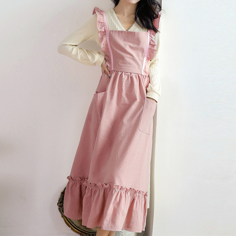 Moteriška virtuvės prijuostė vandeniui atspari medvilninė rožinė prijuostė pardavėjams Padavėjų virtuvės nauji virtuvės reikmenys