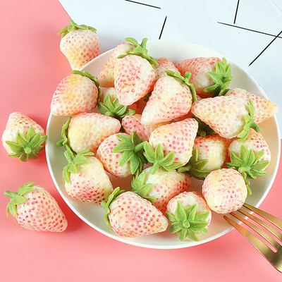 1 ΤΕΜ Pink Artificial Strawberry DIY Artificial Fruits Πλαστικά ψεύτικα φρούτα για Χριστουγεννιάτικη διακόσμηση γάμου σπιτιού φωτογραφικά στηρίγματα