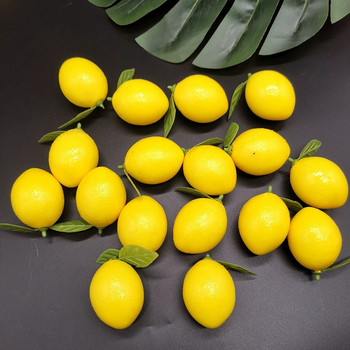 10PCS Симулация на изкуствени лимони Реалистични малки лимони Фалшиви плодове за домашна кухня Декорация на сватбено тържество Реквизит за фотография