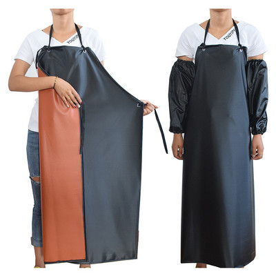 Double Layers Thickened Apron Kitchen Waterproof Vinyl Apron Chemical Resistant PVC Aprons for Dishwashing Fishing Lab Work