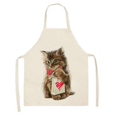 1 bucăți șorț de bucătărie fără mâneci cu imprimeu de pisici drăguțe pentru femei, bavetă de in, șorț antifouling pentru curățarea casei, accesorii de gătit pentru coacere