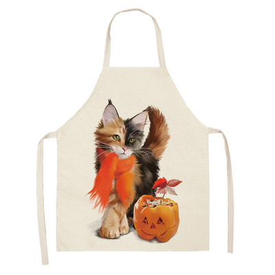 1 bucăți șorț de bucătărie fără mâneci cu imprimeu de pisici drăguțe pentru femei, bavetă de in, șorț antifouling pentru curățarea casei, accesorii de gătit pentru coacere