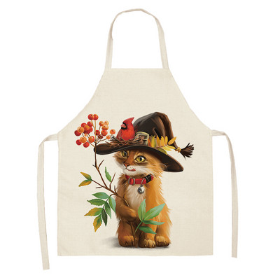 1 bucăți șorț de bucătărie fără mâneci cu imprimeu de pisici drăguțe pentru femei, bavetă de in, șorț antifouling pentru curățarea casei, accesorii de gătit pentru coacere