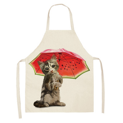 1 bucăți șorț de bucătărie fără mâneci cu imprimeu de pisici drăguțe pentru femei, bavetă de in, șorț antifouling pentru curățarea casei, accesorii de gătit pentru coacere