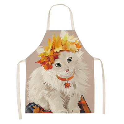 1 bucăți șorț de bucătărie fără mâneci cu imprimeu de pisici drăguțe pentru femei, bavetă de in, șorț antifouling pentru curățarea casei, accesorii de gătit pentru coacere
