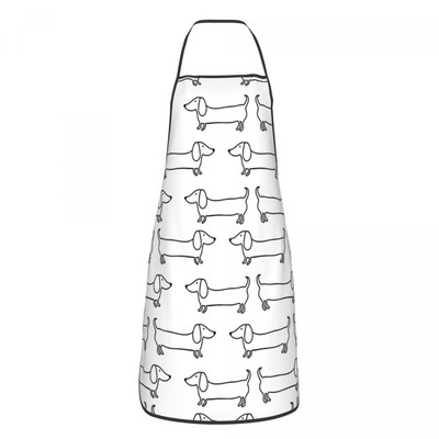 Lühikarvaline taks Kreemmustriline vorst koerapõll meestele Naistele Viiner Unisex Köök Peakokk Bib Tablier Köök Toiduvalmistamine Küpsetamine