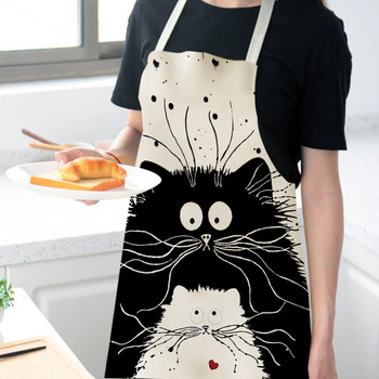 1 τμχ Ποδιά μαγειρικής κουζίνας Cute Cat Printed Home Αμάνικα Βαμβακερά Λινά Ποδιές Εύκολες για παιδιά Γυναικείες Αξεσουάρ ψησίματος Fartuchy