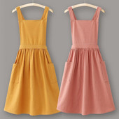 Medvilninės lininės prijuostės su kišenėmis Moteriškos paprastos grynos spalvos prijuostės, skirtos dažyti gėles Kavinė Restoranas Virtuvė Pinafore