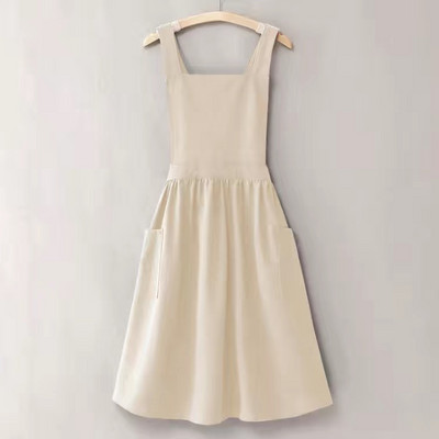 Medvilninės lininės prijuostės su kišenėmis Moteriškos paprastos grynos spalvos prijuostės, skirtos dažyti gėles Kavinė Restoranas Virtuvė Pinafore