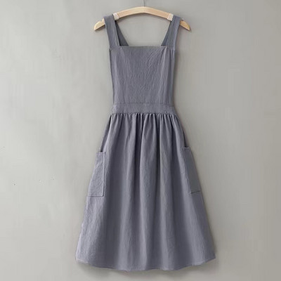 Medvilninės lininės prijuostės su kišenėmis Moteriškos paprastos grynos spalvos prijuostės, skirtos dažyti gėles Kavinė Restoranas Virtuvė Pinafore