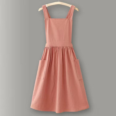 Medvilninės lininės prijuostės su kišenėmis Moteriškos paprastos grynos spalvos prijuostės, skirtos dažyti gėles Kavinė Restoranas Virtuvė Pinafore