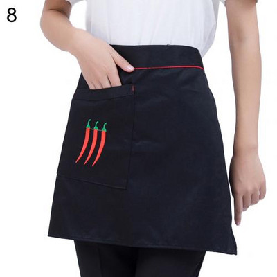 8 Stiilis Universaalne Unisex Poole rinnaga rinnatükiga põll Restoran Köök Kohvik Teepood Ettekandja vormiriietus vöökoht lühike põll taskutega