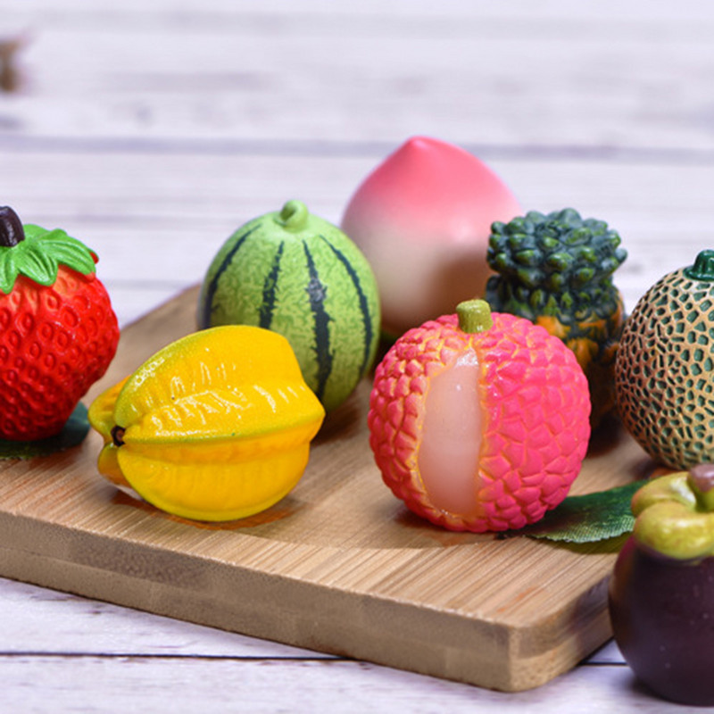 Simulation Resin Fruit Miniature Στολίδια Mango Lemon Lychee Pineapple Παιδικό πάρτι DIY Micro Landscape Αξεσουάρ