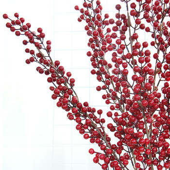 12 вилици Коледа Малки червени плодове Симулация на пяна Пластмаса Holly Red Празнични плодове Начало Коледа Направи си сам Декоративни аксесоари