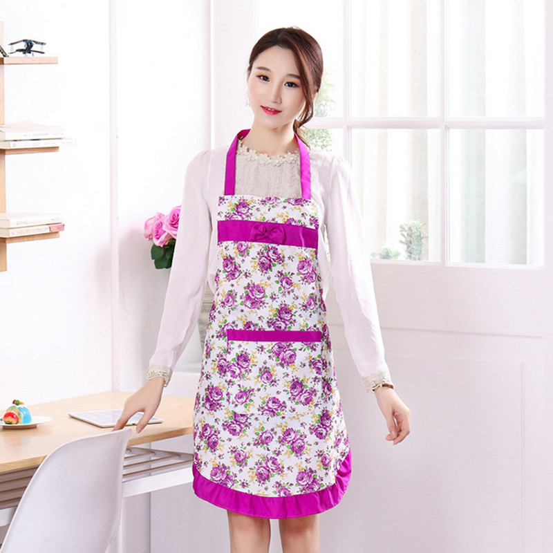 Γυναικεία παπιγιόν μοτίβο λουλουδιών Ποδιά για ενήλικες Σαλιάρες σπιτιού Μαγειρική ψησίματος Καφετέρια Καθαρισμός Μανίκια Ποδιές Αξεσουάρ κουζίνας