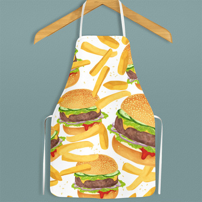 Hamburger Cake Coffee Printed Kitchen Apron Waterproof for Women Men Household Cleaning Pinafore Cooking Baking Accessories