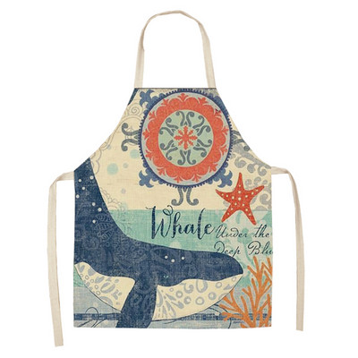 Kilpkonnakala trükitud köögipõll naistele lastele varrukateta puuvillane linane pudipõll toiduvalmistamiseks küpsetamiseks puhastusvahendid 53*65cm GT1299