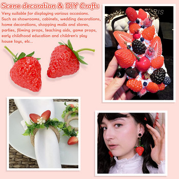 Симулация на резени ягоди Пластмасови изкуствени фалшиви ягоди Реалистични пластмасови плодове Реалистични ягоди Декор Фалшив Fr