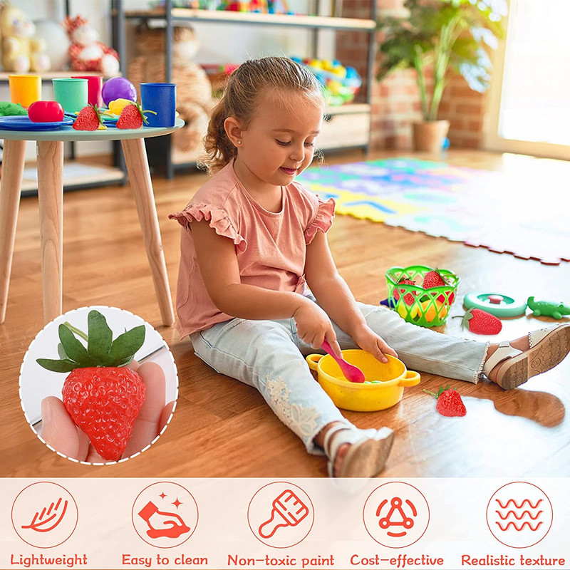 Simulatsioon maasikad viilud Plastikust kunstlikud võltsmaasikad Realistlikud plastist puuviljad elutruud maasikad Dekoor võlts Fr