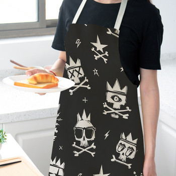 Γυναικείες ποδιές κουζίνας Skull printed αδιάβροχο μαγειρικό λάδι, βαμβακερό λινό Αντιρρυπαντικό Καθαρισμός ποδιών σεφ Delantal Mujer