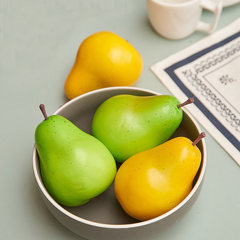 8 бр. 9,5 см * 8 см зелен цвят Висока имитация на фалшива изкуствена круша Модел на плодове и изкуствена пластмаса, фалшив симулиран плод на круша