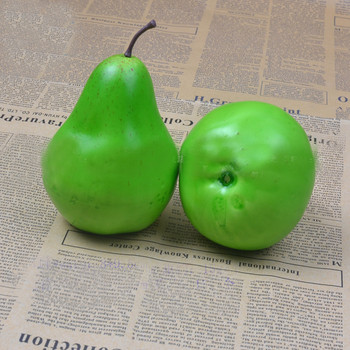 8 бр. 9,5 см * 8 см зелен цвят Висока имитация на фалшива изкуствена круша Модел на плодове и изкуствена пластмаса, фалшив симулиран плод на круша