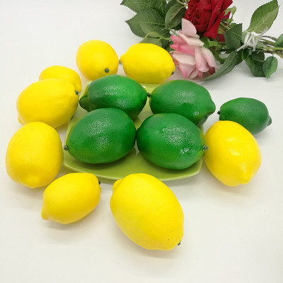 High Simulation Fruit Lemon Fake Yellow Green Lemon Photo Props Fruit Home Artificial varietal Lemon Fruit Shop Model Decor