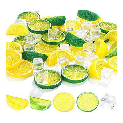 Τεχνητές φέτες λεμονιού μπλοκ Διακόσμηση Clear Ice Lemon Blocks Διακοσμητικό μοντέλο πάγου φρούτων για διακόσμηση σπιτιού