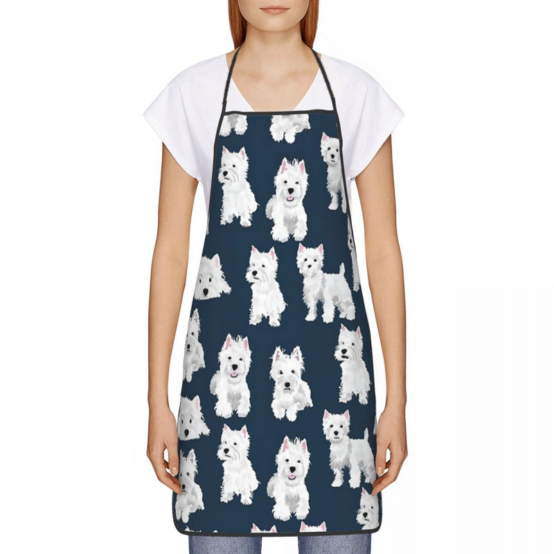 Westie põll Unisex Funny Kitchen Bibs Polüester majapidamispuhastus Pinafore