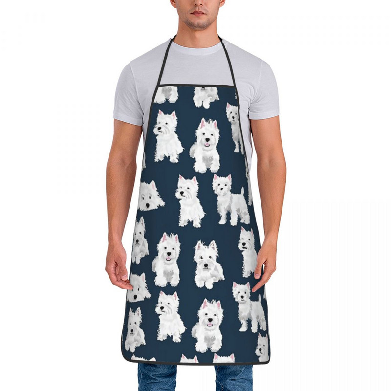 Westie põll Unisex Funny Kitchen Bibs Polüester majapidamispuhastus Pinafore